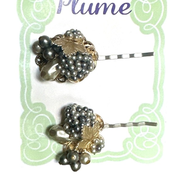 Accessories - Handmade Blue and Silver Hair Pin Set Vintage Repurposed